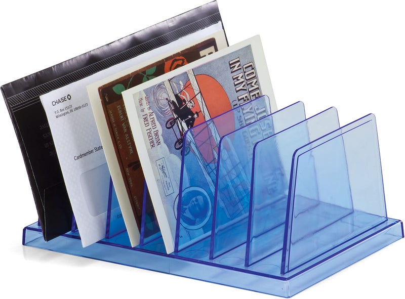Officemate Blue Glacier Standard Sorter, 7 Compartments, Transparent Blue (23214) - Image 4